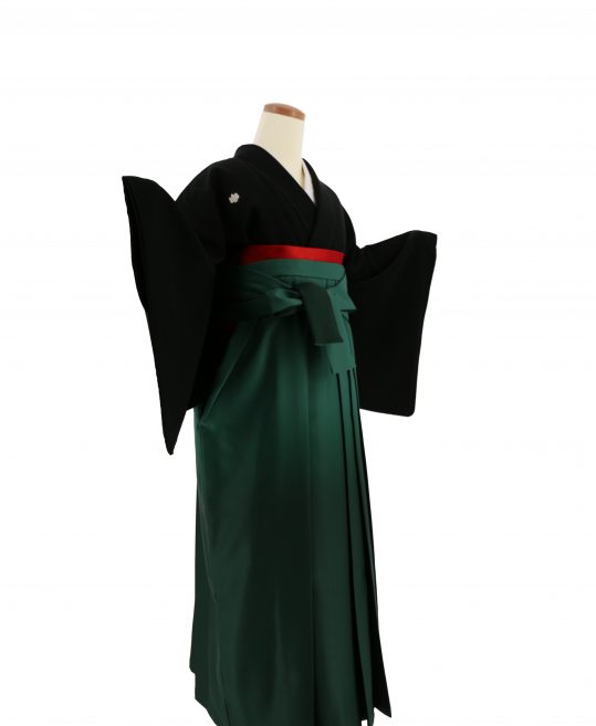 卒業式袴レンタル[宝塚風]黒の紋付き無地着物[身長156㎝前後対応]No.3077